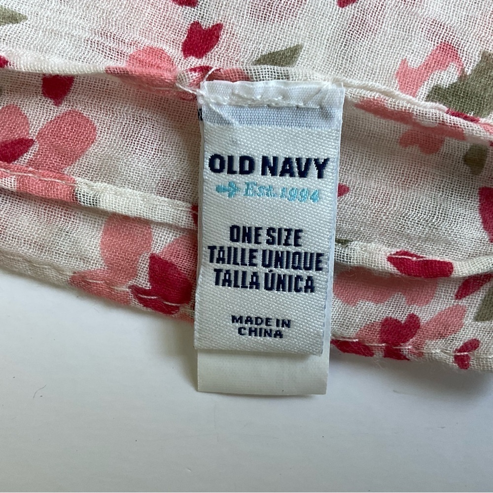 Old Navy Scarf Wrap Floral Cotton Boho Cottagecore Lightweight Neutral Romantic - Picture 4 of 7
